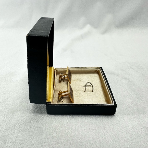 Swank Cuff Sleeves Cufflinks Gold Square Rectangular Formal Business Box Men's - Picture 3 of 7